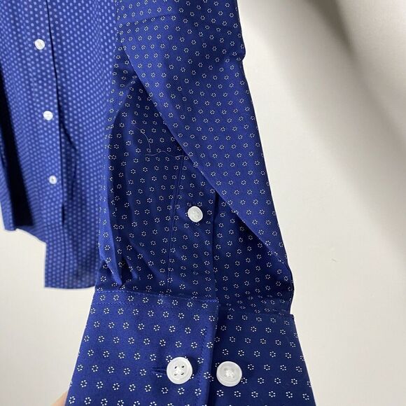TOMMY HILFIGER Mens Navy Blue Geometric Button-Up Shirt NEW 14.5 32/33 Small S - Picture 3 of 7